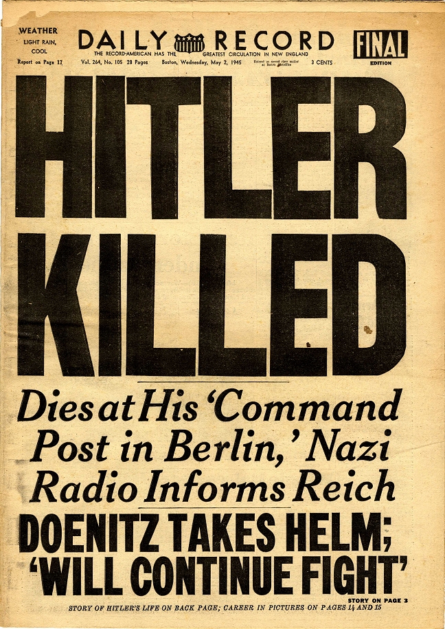 Hitler Dead Front Page