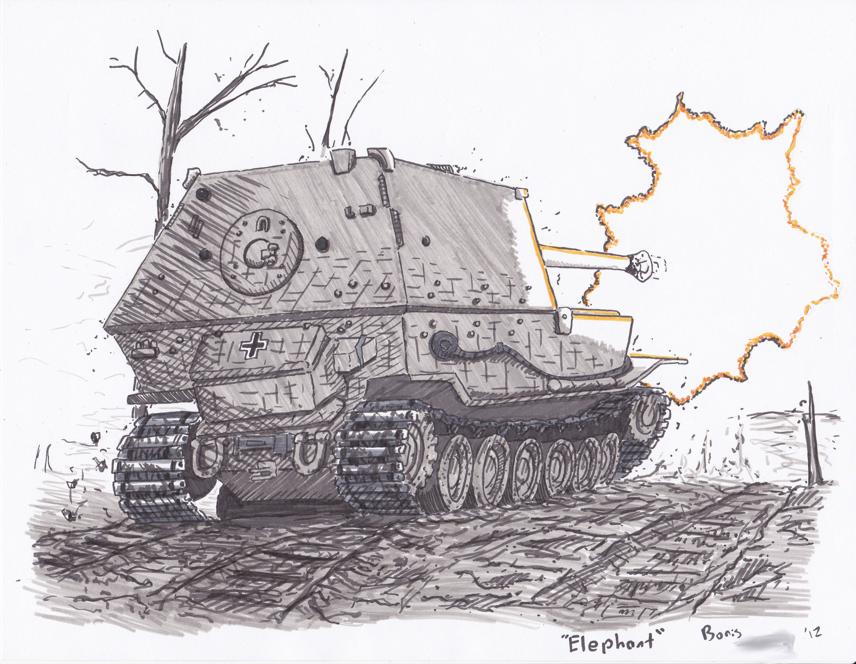 modern day tanks elephant drawing